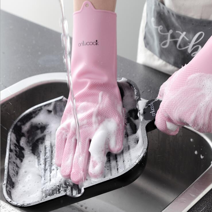 Premium Thick Silicone Dishwashing Gloves – Heat-Resistant & Multi-Purpose Cleaning