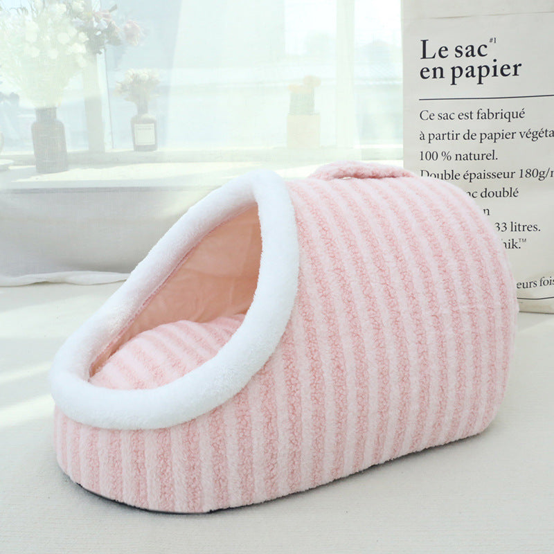 Fluffy 3D Cat Bed – Soft & Warm Pet Nest for Autumn & Winter