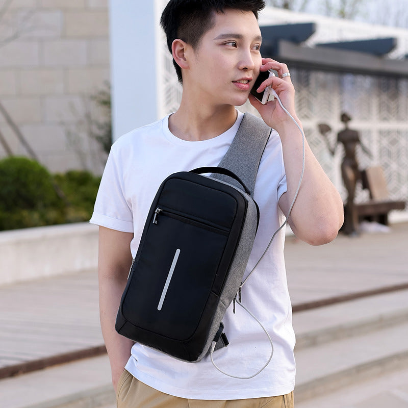 Anti-Theft USB Charging Chest Bag - Secure & Stylish Crossbody Bag with USB Charging Port for Travel, Commuting, and Outdoor Activities