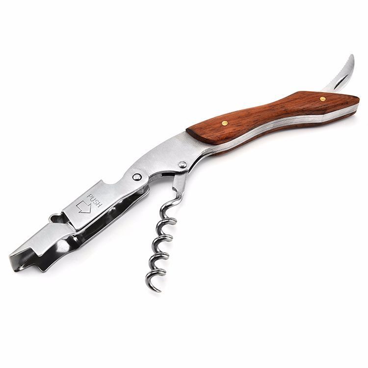 Wooden Handle Professional Wine Opener – Portable Multifunction Corkscrew & Bottle Opener