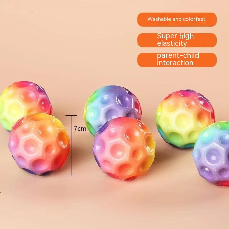 Colorful Moon-Shaped Porous Bouncy Ball – Anti-Fall, Soft, Ergonomic, Elastic Ball for Kids – Perfect Indoor Toy for Fun & Play