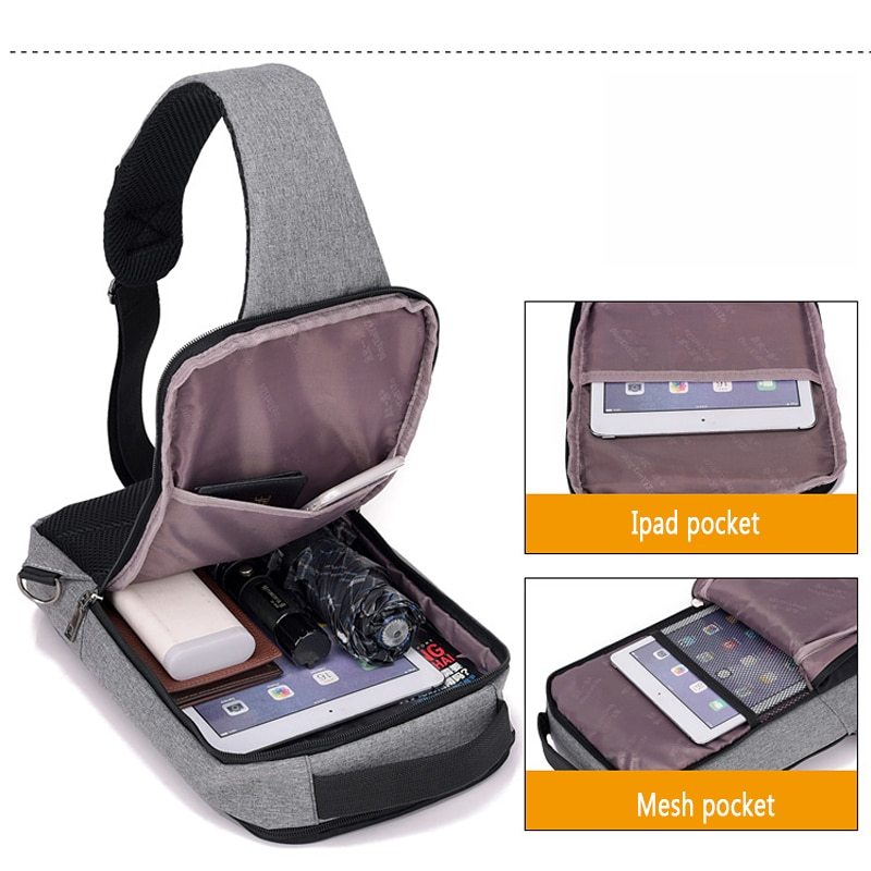 Anti-Theft USB Charging Chest Bag - Secure & Stylish Crossbody Bag with USB Charging Port for Travel, Commuting, and Outdoor Activities