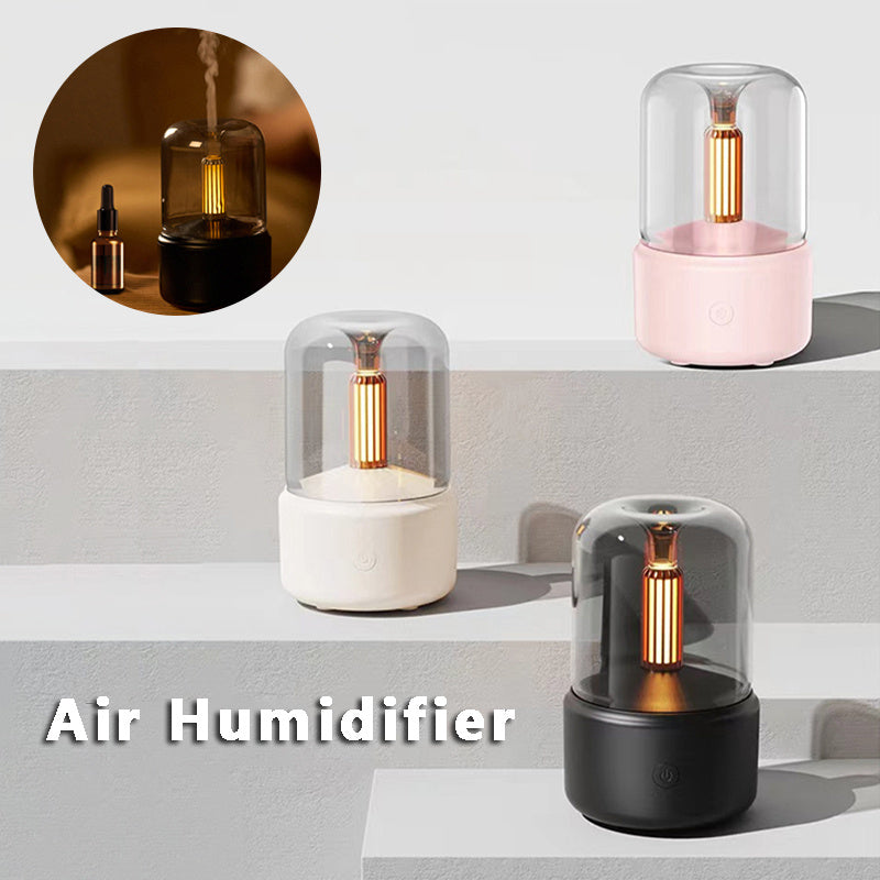 Atmosphere Light Humidifier - Candlelight Aroma Diffuser with LED Night Light, 120ml USB Portable Cool Mist Maker, 8-12 Hours Fogger