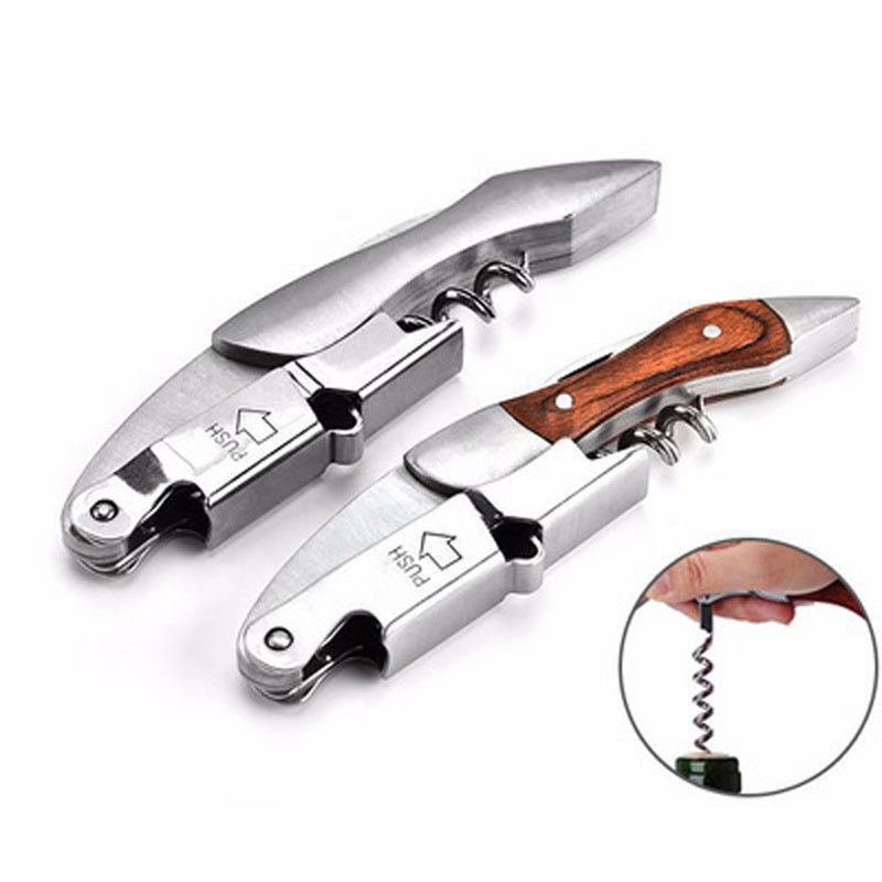 Wooden Handle Professional Wine Opener – Portable Multifunction Corkscrew & Bottle Opener