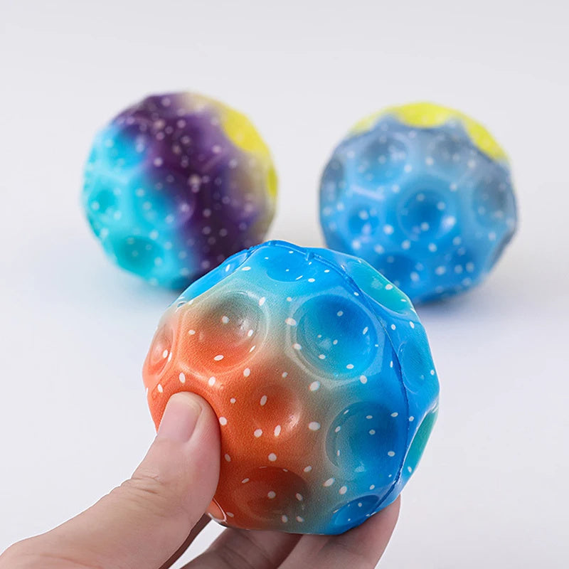 Colorful Moon-Shaped Porous Bouncy Ball – Anti-Fall, Soft, Ergonomic, Elastic Ball for Kids – Perfect Indoor Toy for Fun & Play