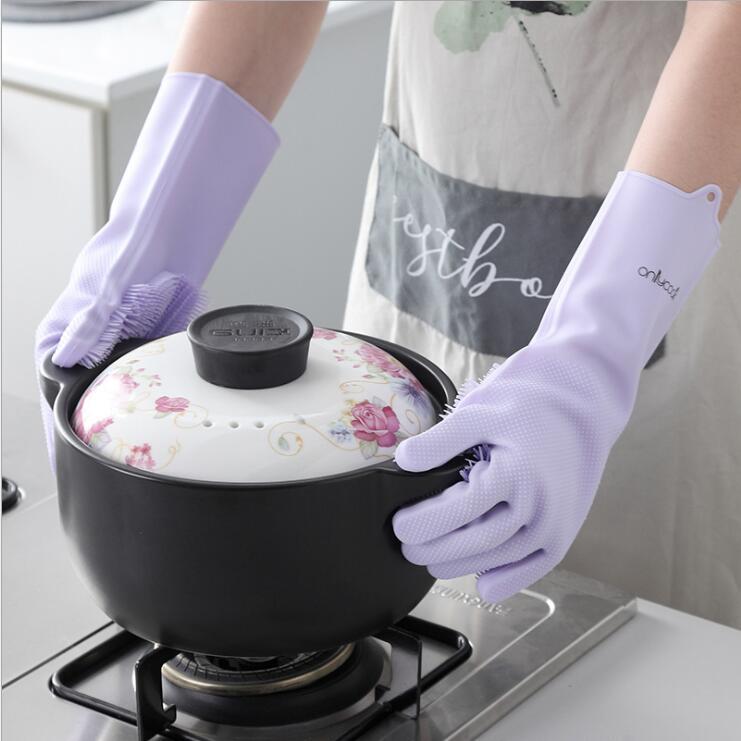 Premium Thick Silicone Dishwashing Gloves – Heat-Resistant & Multi-Purpose Cleaning