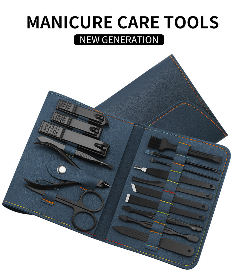 16-Piece Manicure & Pedicure Grooming Kit – Nail Clippers, Trimmers & Ear Pick with Travel Case