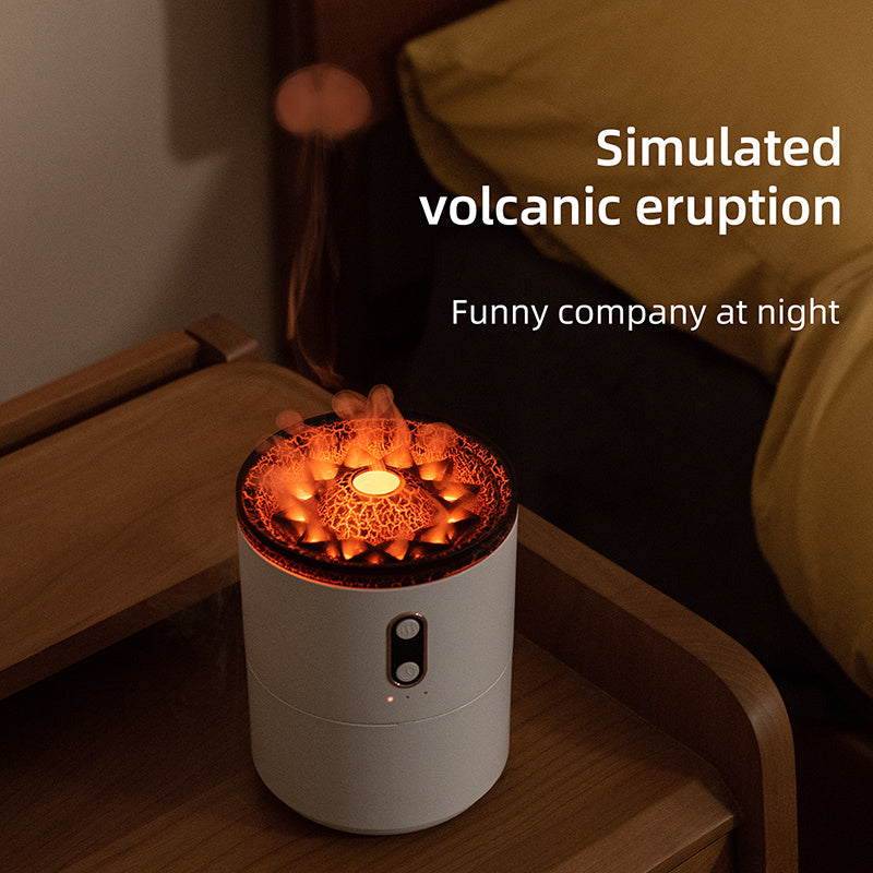 Volcanic Flame Aroma Essential Oil Diffuser - USB Portable Jellyfish Air Humidifier with Night Light & Fragrance Lamp