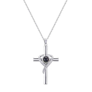 Love You Projection Necklace – Cross Pendant Memorial Jewelry for Women