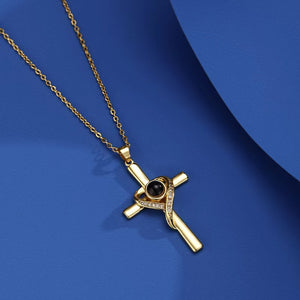 Love You Projection Necklace – Cross Pendant Memorial Jewelry for Women