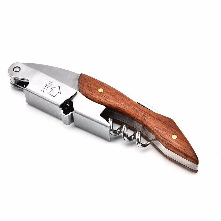 Wooden Handle Professional Wine Opener – Portable Multifunction Corkscrew & Bottle Opener