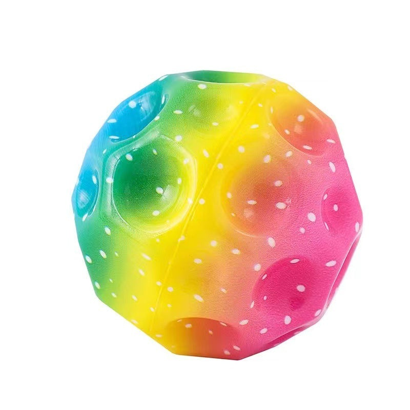 Colorful Moon-Shaped Porous Bouncy Ball – Anti-Fall, Soft, Ergonomic, Elastic Ball for Kids – Perfect Indoor Toy for Fun & Play