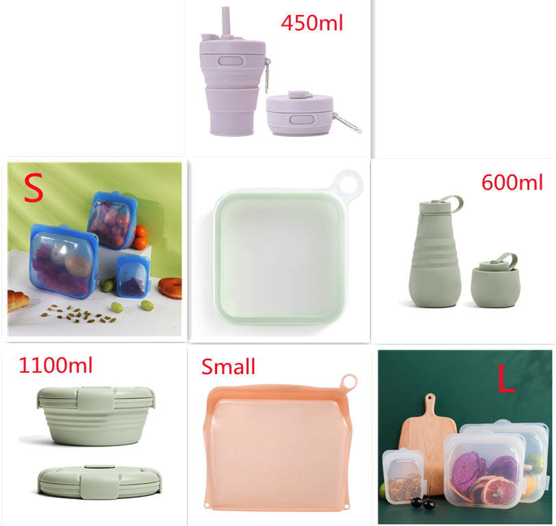 Portable Silicone Sandwich Toast Lunch Box Bento Box Microwave Fridge Food Storage Container Bags