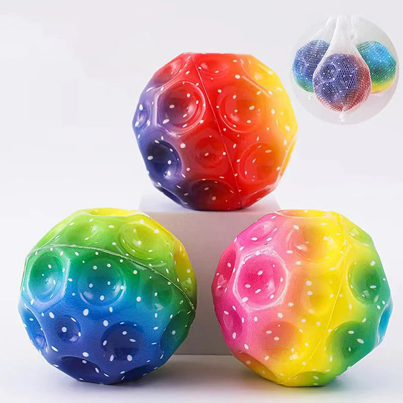 Colorful Moon-Shaped Porous Bouncy Ball – Anti-Fall, Soft, Ergonomic, Elastic Ball for Kids – Perfect Indoor Toy for Fun & Play