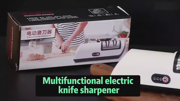 USB Rechargeable Electric Knife Sharpener - Automatic Adjustable Kitchen Tool for Fast Sharpening of Knives, Scissors, and Grinders